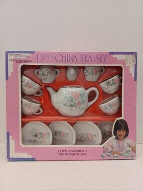 Vintage Zellers 13 Pcs China Tea Set Porcelain Tea Party Pretend Play Toy